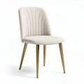 Chaise en tissu beige avec pieds métalliques dorés dimensions 45 x 50 x 85cm