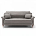 Canapé gris en tissu avec coussins et pieds en bois 180 x 85 x 80cm