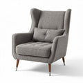 Fauteuil en tissu gris avec coussin intégré et pieds en bois de 80 x 80 x 100cm