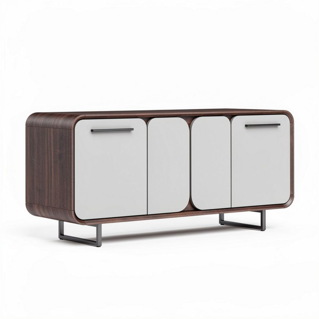 Meuble de rangement contemporain en bois et métal 150 x 45 x 75cm