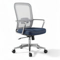 Chaise de bureau en maille bleu avec accoudoirs et pieds roulants 50 x 60 x 100cm