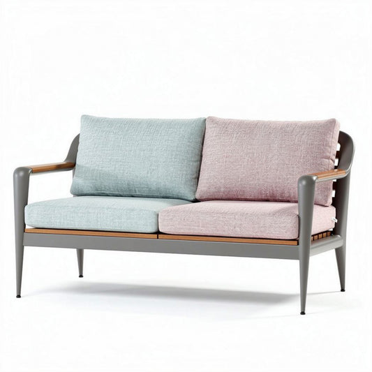Canapé bicolore en tissu résistant avec structure en métal 150 x 80 x 75cm