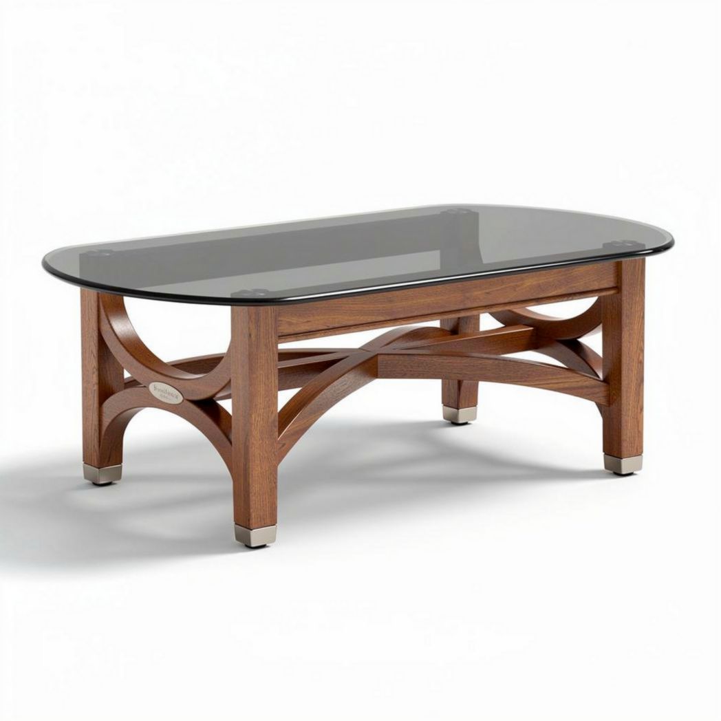 Table basse rectangulaire en bois et verre trempé 120 x 60 x 40cm brun