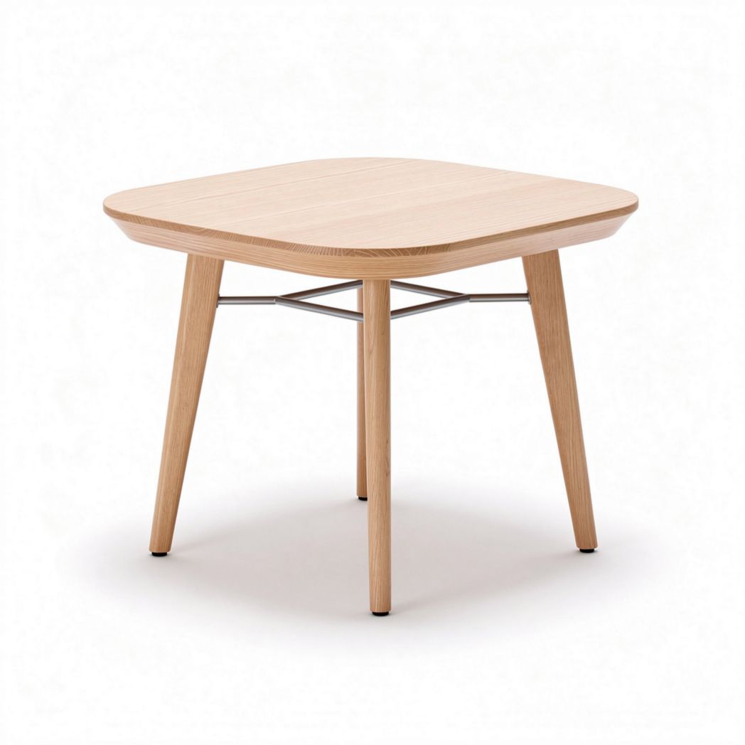 Table basse carrée en bois de hêtre naturel dimensions 60 x 60 x 45cm