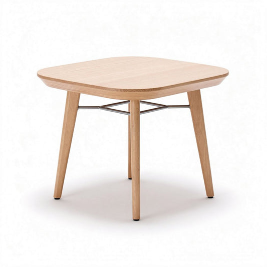 Table basse carrée en bois de hêtre naturel dimensions 60 x 60 x 45cm