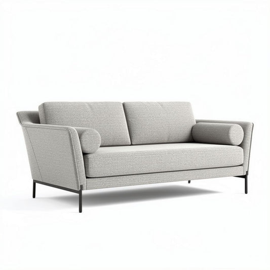 Canapé deux places gris en tissu dimensions 180 x 80 x 85 cm métal et mousse