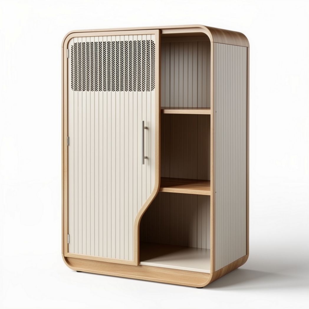 Armoire en bois clair avec portes ventilées et étagères 80 x 45 x 120cm
