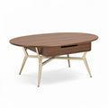 Table basse ovale en bois décoratif noyer avec tiroir 120 x 70 x 45cm