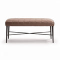 Banc en cuir synthétique marron avec piètement en métal noir 100 x 40 x 45cm
